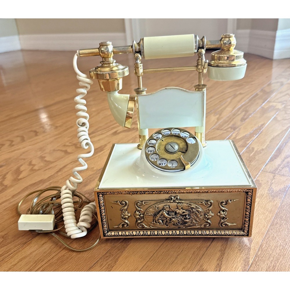 Vintage 70s Deco-Tel rotary dial phone French Victorian Hollywood Regency style